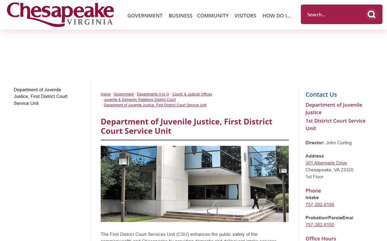 Chesapeake First District Court Service Unit tied to juvenile court records