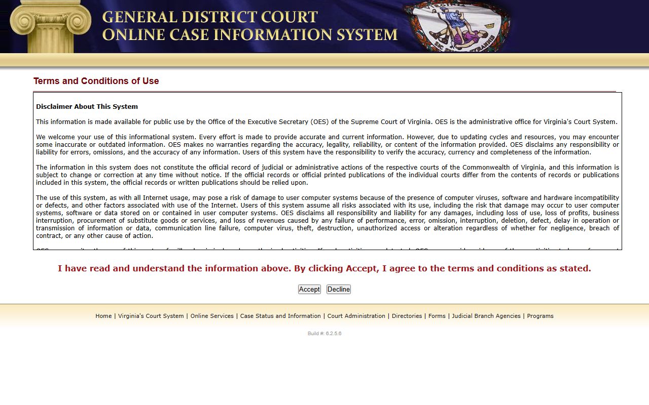 Chesapeake court records lookup on the General District Court Case Information portal
