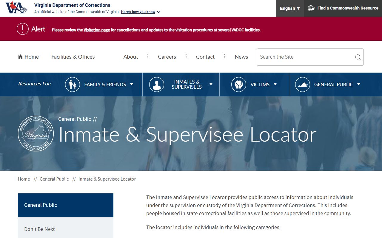 VADOC inmate and supervisee locator for Chesapeake released inmates