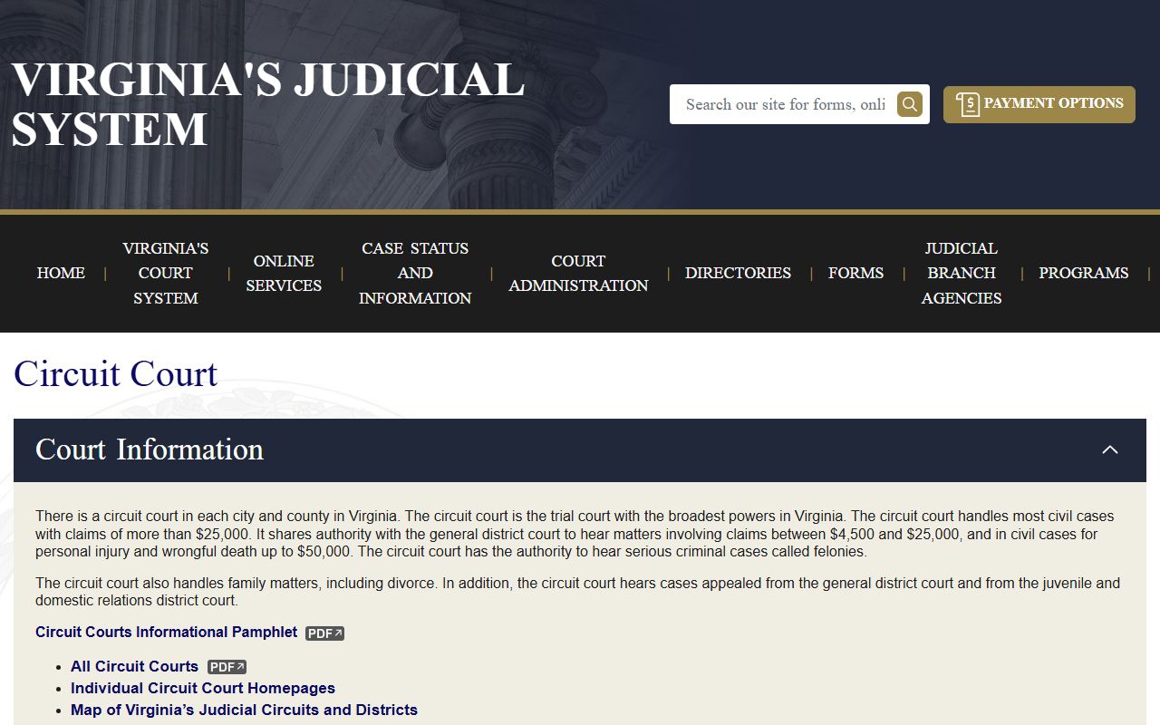 Virginia Circuit Court jurisdiction overview tied to Chesapeake court records