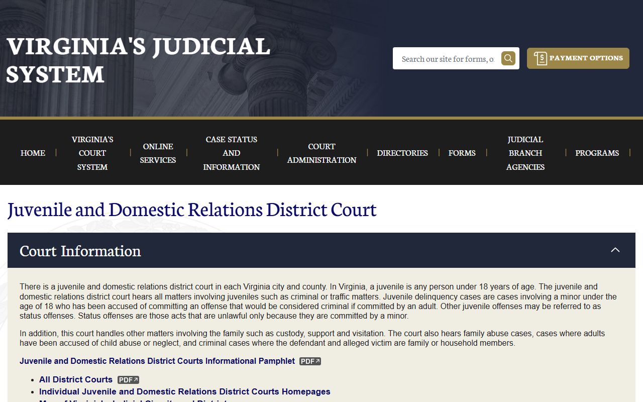 Virginia J&DR Court jurisdiction for Chesapeake family court records